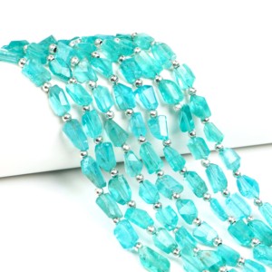 Cuentas de Apatita Azul Cielo Natural, Facetadas, en Forma de Pepita, Cuentas Sueltas de Apatita para la Fabricación de Joyas, Precio de Fabricante al por Mayor desde India - Product Image 3