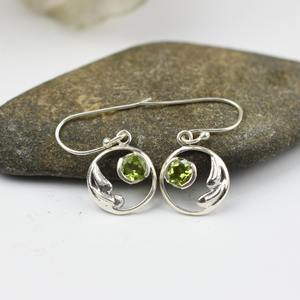 Diseñador de moda para mujeres y niñas 925 joyería estampada 925 plata esterlina sólida hecha a mano piedras preciosas peridoto Spinner pendientes simples - Product Image 3