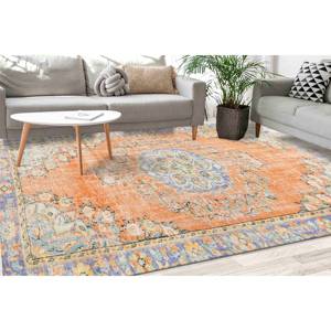 Floral Medallion <b>Rug</b>: Non-Slip Antique Decor Printed <b>Rug</b>,<b>Chenille</b> <b>Rug</b> - Product Image 1