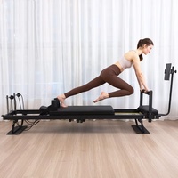 Máquina de Pilates Reformer Plegable y Resistente, Equipo de Fitness con Soporte para Teléfono
