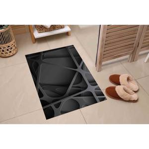 Tapis imprimé - Grand tapis noir pour salon avec effet métallique, tapis en chenille - Product Image 5