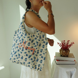 Sac fourre-tout en toile de coton épaisse avec broderie personnalisée du nom, idéal pour cadeau de demoiselle d'honneur, sac à main quotidien pour la plage et l'école - Product Image 2