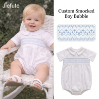 Combinaison à volants pour bébé garçon en coton brodé à la main Jiefute, style vintage espagnol, tissu peigné respirant, OEM/ODM