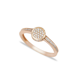 Bague de mariage élégante de forme ronde plaquée rhodium avec CZ, artisanale, minimaliste, en argent sterling 925 turc - Product Image 5