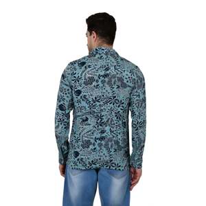 <b>Men's</b> Long Sleeve Stylish Dress Shirt Custom Fit Silk Blend Poplin Button Collar XL-Limited Edition <b>Beach</b> Overshirt - Product Image 5