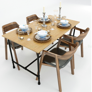 โต๊ะไม้ไผ่สำหรับห้องนั่งเล่น/โต๊ะรับประทานอาหาร 80x140 ซม. พร้อมขาแบบท่อ ชุดบาร์ในบ้านและสำนักงานแบบประกอบสำเร็จ - Product Image 2