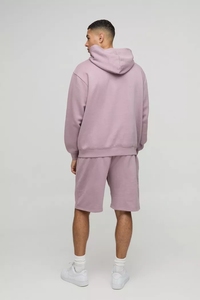 ชุดวอร์มสั้นแบบสวมหัวสำหรับผู้ชายโอเวอร์ไซส์ผ้าปะติดแบบไขว้มีฮู้ดชุดวอร์มแบบลำลองระบายอากาศคุณภาพสูง - Product Image 2