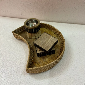 Quemador de Bakhoor Artesanal Ecológico Árabe Atemporal con Ratán Tejido para Fragancia Religiosa del Hogar y Regalo - Product Image 1