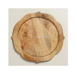 Assiette de charge en bois de forme ronde Accessoires de table sous l'assiette Vaisselle Assiette de chargeur de service alimentaire - Product Image 5
