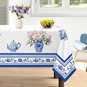 Couverture de table à manger en coton tissé brodé carré de taille personnalisée | Design moderne durable et imperméable - Product Image 5