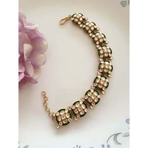 Ajustable diseñador Kundan Polki piedra fina pulsera de cuentas - Product Image 2