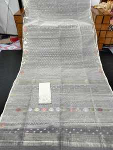 Exclusivo Deshi Dhakai Jamdani Sharee calidad superior para mujeres JAMDANI tela azul rojo verde dorado cielo azul de Bangladesh - Product Image 2