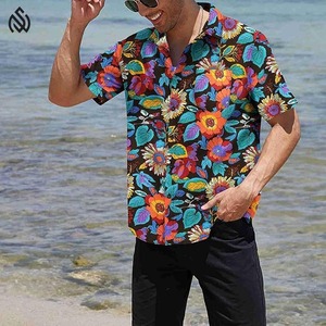 Chemise de plage personnalisée imprimée à fleurs pour hommes, chemise à séchage rapide décontractée boutonnée pour la plage chemises à manches courtes pour hommes - Product Image 3