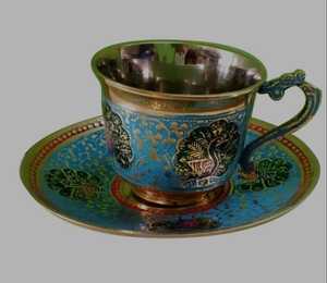 ถ้วยและจานรองทองเหลืองบริสุทธิ์สำหรับเสิร์ฟกาแฟเย็น/ชาเย็นและเครื่องดื่มที่ออกแบบให้บริการโรงแรมบ้านร้านอาหารขนาด150มล. - Product Image 4