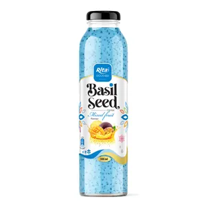 Mixed fruit Flavor 300ml Glass Bottle Basil Seed Drink Rita Manufacturer In Vietnam Good Beverage