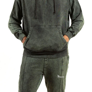 Men's Printed Acid Wash Tracksuit Set Cotton Hoodie Joggers Full Length Solid Color Casual Winter Wear Breathable <b>Lightweight</b> - Product Image 5