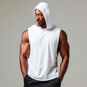 Vêtements de fitness sans manches à capuche hommes Bodybuilder entraînement pull à capuche hommes Jogging course sans manches capuche Singlet haut hommes - Product Image 4