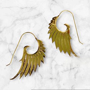 Pendientes de aro de plumas de alas de Ángel de latón dorado para mujer, alambres de oreja gruesos redondos ligeros para bodas y aniversarios - Product Image 3