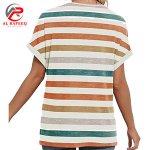 Camisetas ajustadas de manga corta para mujer 100% algodón con cuello en V, camisetas informales de Moda de Primavera, camisetas de moda de verano, ropa básica - Product Image 2