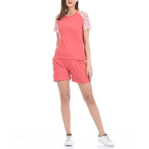 Conjuntos de camisetas de verano informales de 2 piezas para mujer con estilo Regular Fit 100% algodón personalizable Logo estampado sólido de moda para mujer - Product Image 5
