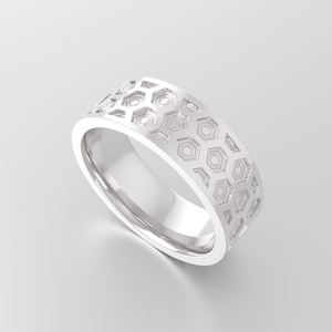 แหวนคู่หกเหลี่ยมเงินสเตอร์ลิง925กว้าง6.5มม. ชุบเงินสไตล์โรแมนติกสำหรับงานหมั้นงานแต่งงานงานครบรอบ - Product Image 2