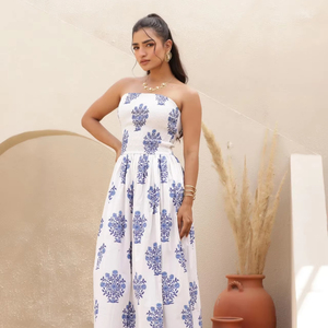 100% เดรสมิดิแขนกุดพิมพ์ลายดอกคอตตอนแขนกุดลายดอกระบายอากาศได้ดีประดับลูกไม้ให้ความสบายตลอดทั้งวัน - Product Image 1