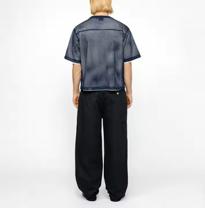 Camisetas de fútbol retro recortadas cuadradas personalizadas para hombre al por mayor, camiseta de fútbol retro americana de poliéster de malla vintage de gran tamaño deportiva - Product Image 3