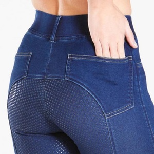 กางเกงรัดรูปผ้ายีนส์สำหรับขี่ม้าของผู้หญิงเสื้อผ้าทรงพอดีตัวจับแน่นออกแบบได้ตามต้องการ - Product Image 3