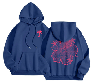 OEM moda mujer sudaderas con capucha de moda y de moda suelta Ajuste de alta calidad azul marino sudadera al por mayor personalizada mujer sudadera - Product Image 3