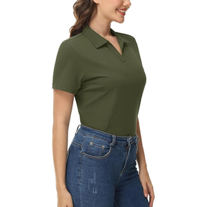 Wholesale 100% Cotton Women's <b>Polo</b> <b>Shirts</b> <b>Red</b> Solid Color Short Sleeve Sports <b>Shirt</b> Custom Logo Embroidery 220 Grams Plain - Product Image 5