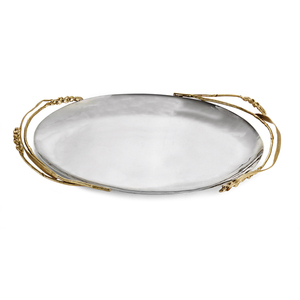 Bandeja ovalada de metal de acero inoxidable, bandeja para servir con asa de forma ovalada para bandejas para servir comida y bebidas de mesa de hogar y hotel - Product Image 5