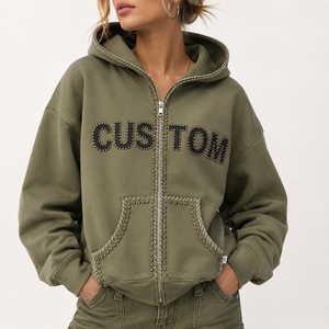 Sweat à capuche unisexe personnalisé en coton French Terry avec strass, coupe ample vintage, imprimé sérigraphié, délavage acide, pour homme - Product Image 2