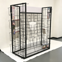 Étagère de présentation en fil métallique avec crochets, présentoir de comptoir noir à 5 niveaux pour cartes et accessoires de magasin de détail