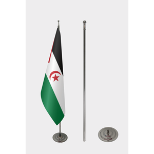 Drapeau intérieur officiel de la République Démocratique Arabe Sahraoui, imprimé numériquement sur soie, avec mât en aluminium, pour usage automobile - Product Image 2