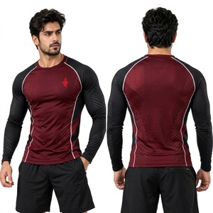 Comfortable Athletic Fit Breathable Construction Moisture Wicking <b>Men</b> <b>Rash</b> <b>Guard</b> Made With Stretchable Polyester Fabric - Product Image 3