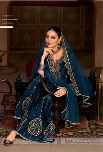 Beau costume palazzo en soie traditionnel pour femmes avec broderie et travail à la main pour les mariages, les fêtes et tous les événements - Product Image 5