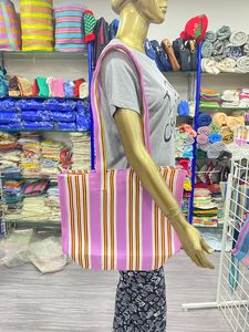 Bolsas de compras grandes ecológicas recicladas Nylon sostenible y polipropileno Hecho EN LA India Patrón de rayas a granel - Product Image 4