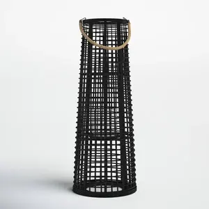 Lanterne à bougie en bambou noir de luxe Lanterne suspendue de style vintage pour la maison Hôtels Événements Mariages pour la décoration de la maison - Product Image 1