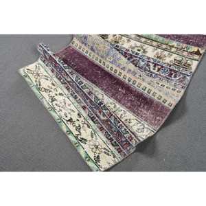 Alfombra Turca Vintage de 2.6x5.9 pies, Alfombra Decorativa, Alfombra Marroquí de Lana Azul y Roja - Product Image 4