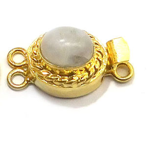 Pierre de lune pierre précieuse 1 brin 2 brins et 3 brins fermoir boîte ronde plaqué or 18 carats 23X11X10MM fermoir de fabrication de bijoux B783 - Product Image 1