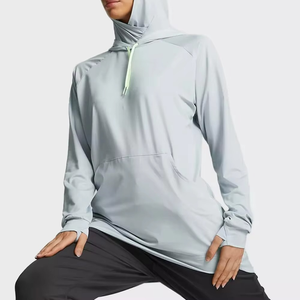 Últimas mangas largas Color sólido Cómodo islámico Modest Hoodie Cordón largo Drop Shoulder Hoodies para mujer - Product Image 6