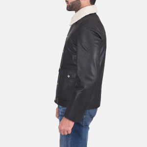 Vestes en cuir tendance, style moto pour hommes, cuir véritable doux de qualité supérieure, vêtements d'extérieur confortables et durables, devant - Product Image 5