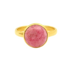 Anillo de boda unisex de plata de ley con bisel de rodocrosita natural de 10 mm, oro de 18k y rodio, joyería delicada para fiestas - Product Image 3