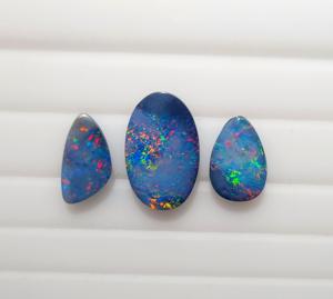 Lote de 3 piezas cabujón natural australiano doblete ópalo cabujón piedra preciosa - Product Image 3
