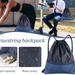 High Quality Custom Zipper Hasp Closure Stylish Design Soft Handle Linen Unisex Waterproof Polyester Outdoor <b>Drawstring</b> <b>Backpack</b> - Product Image 6