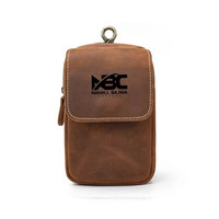 Petit sac de taille imperméable en cuir véritable pour homme, pochette pour téléphone portable, sac banane personnalisé