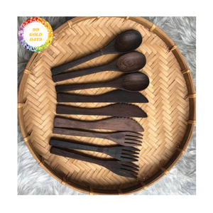 Cuillère en bois de qualité supérieure en palissandre pour remuer la soupe et servir le riz Outils de cuisine élégants du Vietnam - Product Image 3