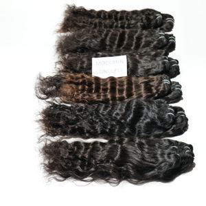 100% Cutícula natural sin procesar alineada 13*4 Extensiones de cabello humano de templo indio virgen ondulado frontal en color negro crudo - Product Image 3