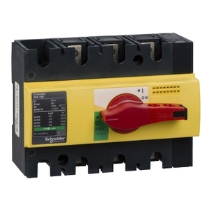 Interruttore Sezionatore SCHNEIDER ELECTRIC 28928 Compact INS160 160A con Maniglia Rotante Rossa e Interruttore Frontale Giallo a 3 Poli - Product Image 1