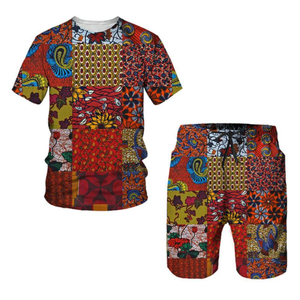African Print Men's Short <b>Set</b> Solid Pattern Dashiki Tracksuit/Tops/Shorts for Sport and Leisure Summer Male Suit Latest Design - Product Image 4